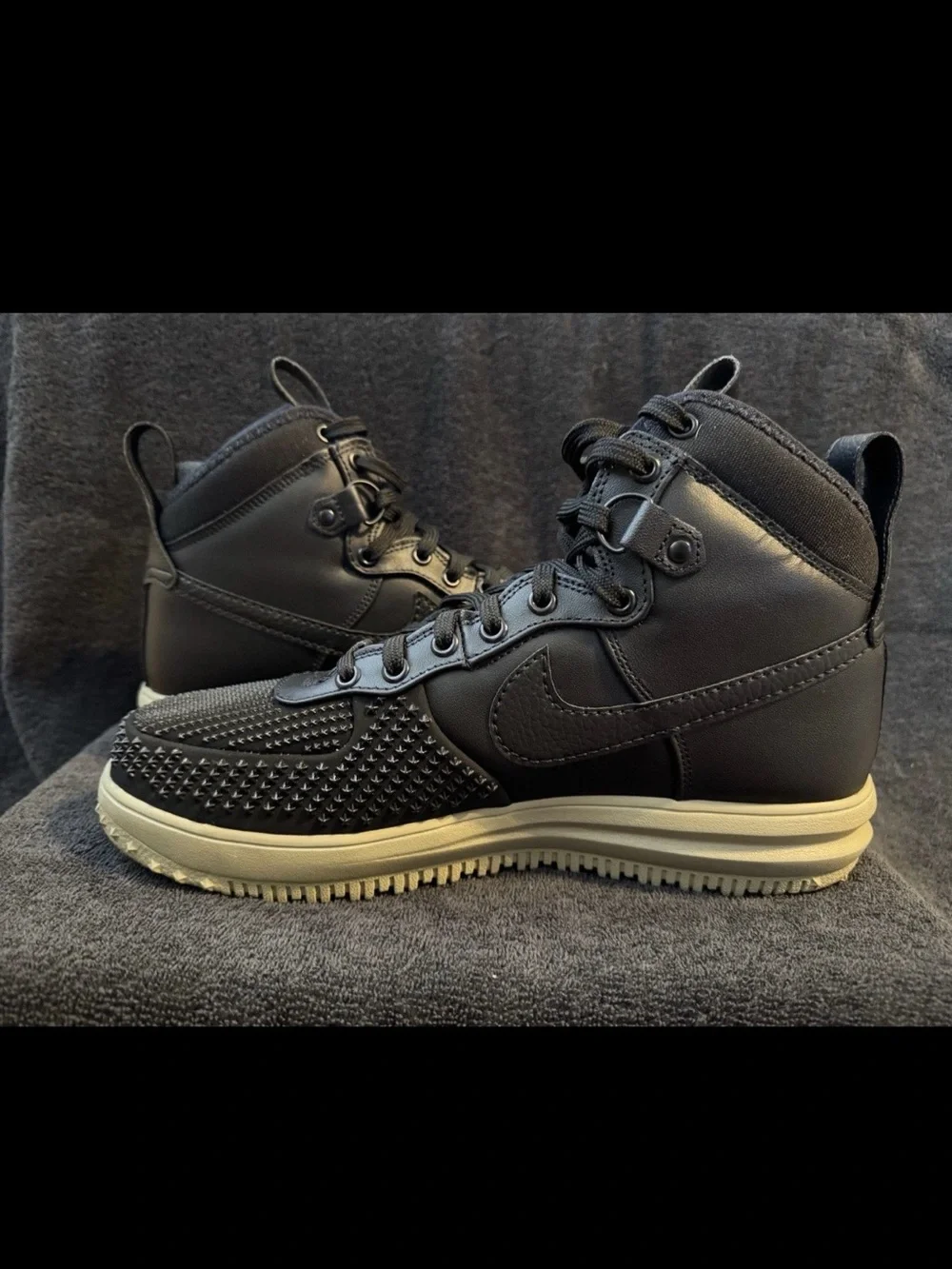 Size 10.5 - Nike Men's Lunar Force 1 Duckboot Black Neutral Olive B Grade